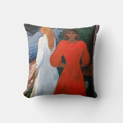 Edvard Munch _ Red and White Throw Pillow