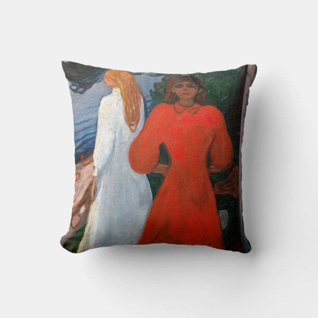 Edvard Munch - Red and White Throw Pillow (Front)
