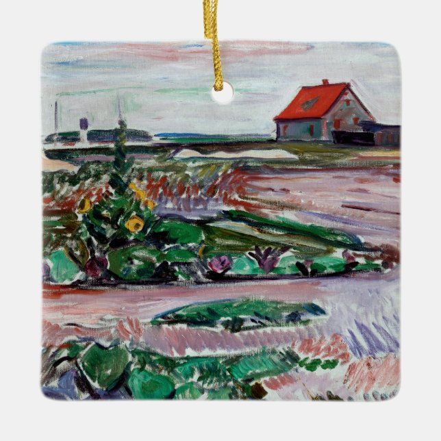 Edvard Munch - Seashore. Landscape near Lubeck Ceramic Ornament (Front)