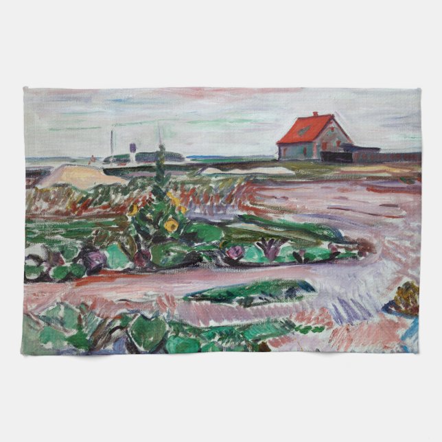 Edvard Munch - Seashore. Landscape near Lubeck Kitchen Towel (Horizontal)