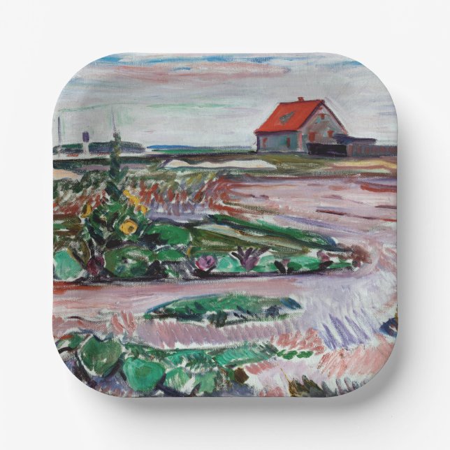 Edvard Munch - Seashore. Landscape near Lubeck Paper Plates (Front)