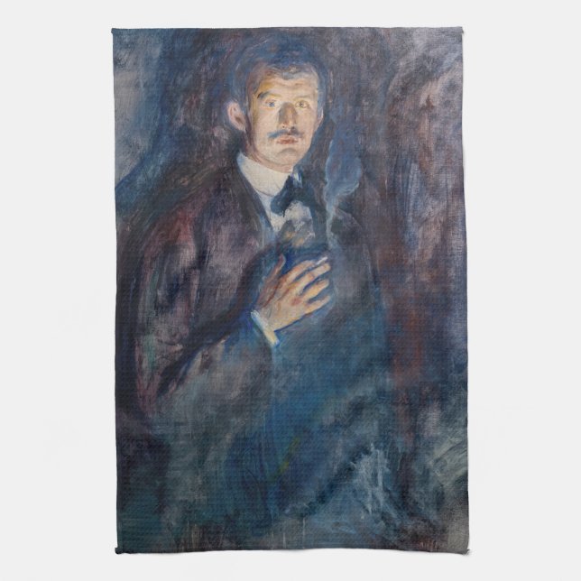 Edvard Munch - Self-Portrait with Cigarette Kitchen Towel (Vertical)