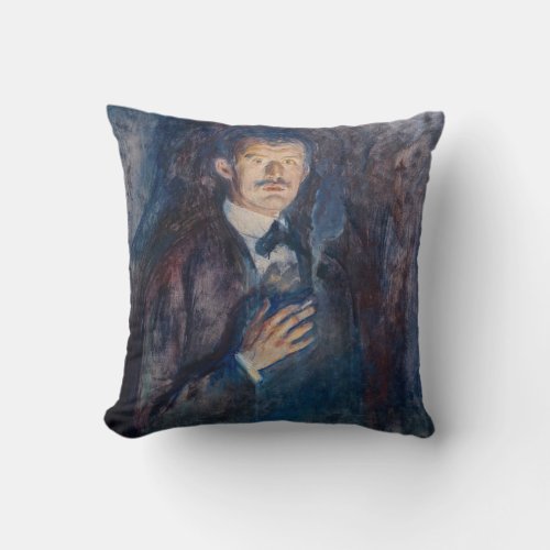Edvard Munch _ Self_Portrait with Cigarette Throw Pillow