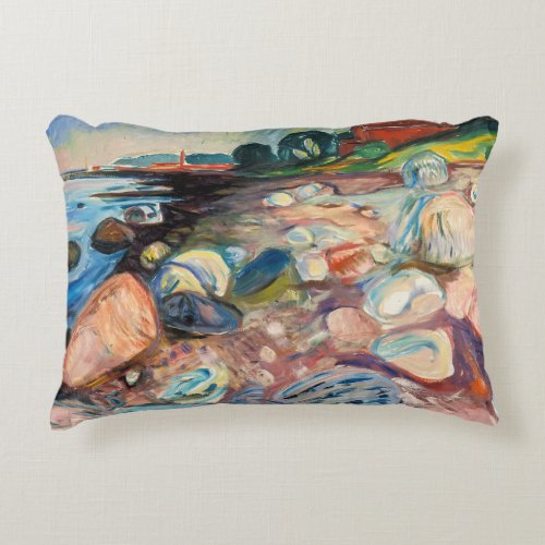 Edvard Munch _ Shore with Red House Accent Pillow