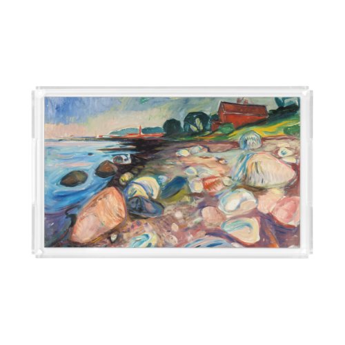 Edvard Munch _ Shore with Red House Acrylic Tray