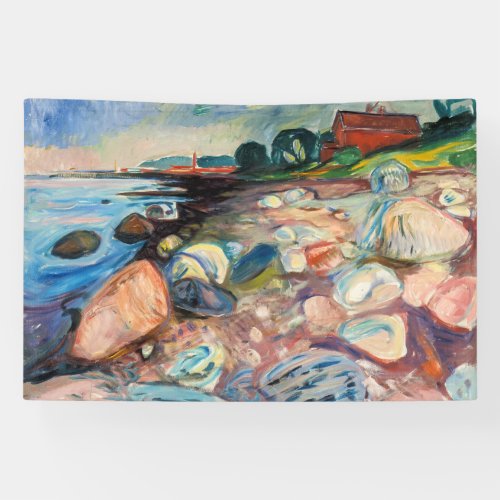Edvard Munch _ Shore with Red House Banner