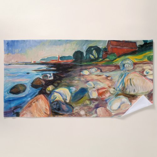 Edvard Munch _ Shore with Red House Beach Towel