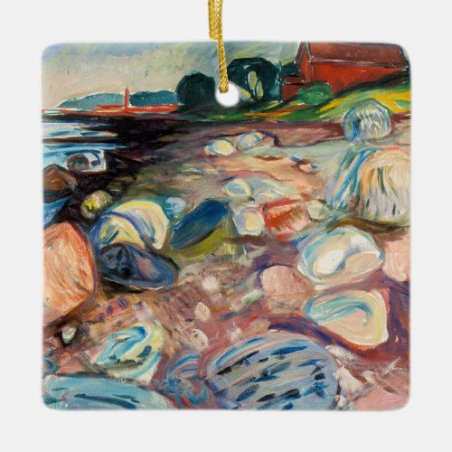 Edvard Munch _ Shore with Red House Ceramic Ornament