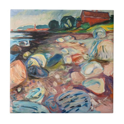 Edvard Munch _ Shore with Red House Ceramic Tile