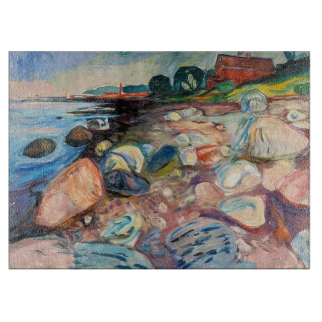 Edvard Munch - Shore with Red House Cutting Board (Front)