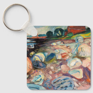 Edvard Munch - Shore with Red House Keychain