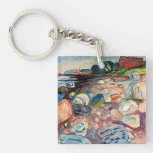 Edvard Munch - Shore with Red House Keychain