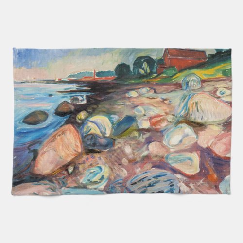 Edvard Munch _ Shore with Red House Kitchen Towel