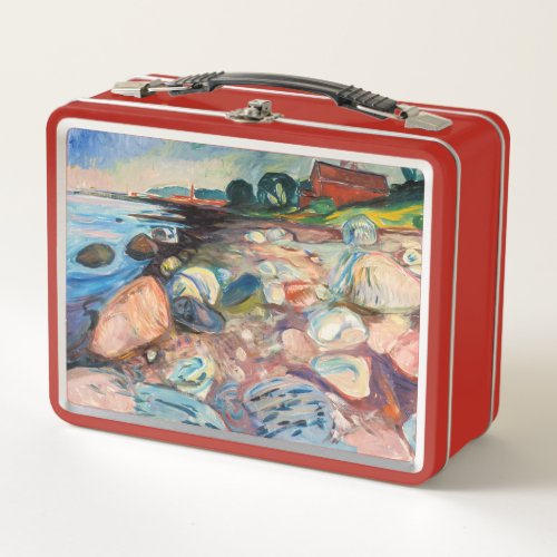 Edvard Munch _ Shore with Red House Metal Lunch Box
