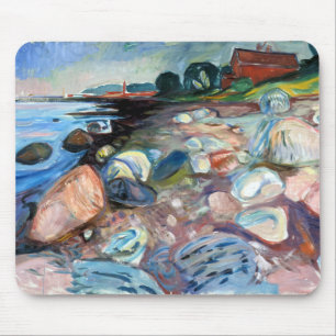 Edvard Munch Shore with Red House Mouse Pad