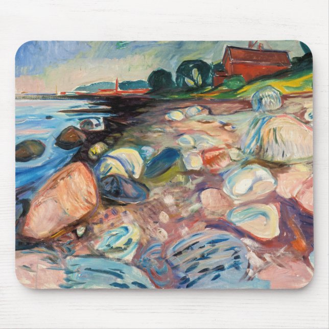 Edvard Munch - Shore with Red House Mouse Pad (Front)