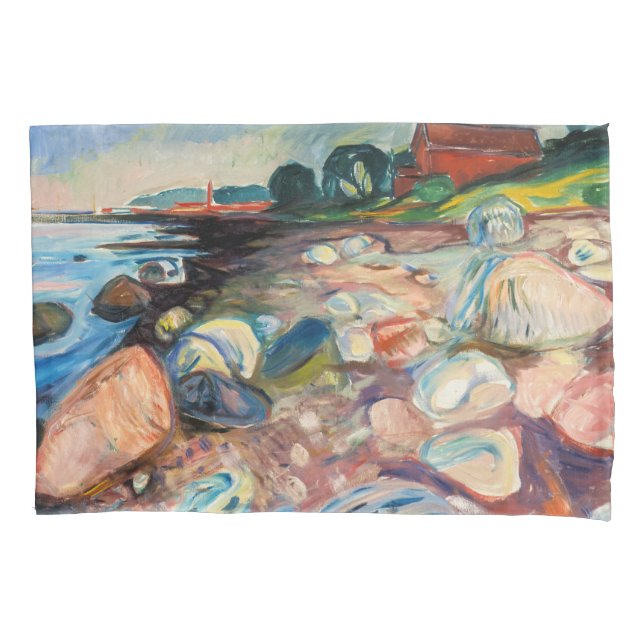 Edvard Munch - Shore with Red House Pillow Case (Front)