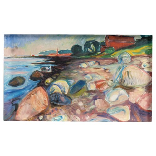 Edvard Munch _ Shore with Red House Place Card Holder