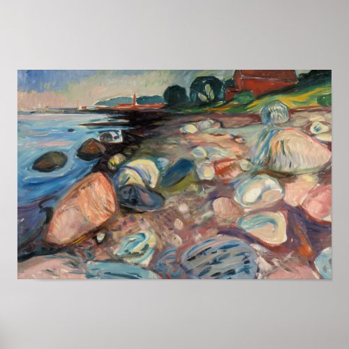 Edvard Munch _ Shore with Red House Poster