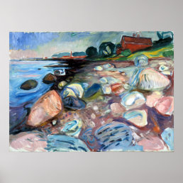Edvard Munch Shore with Red House Poster