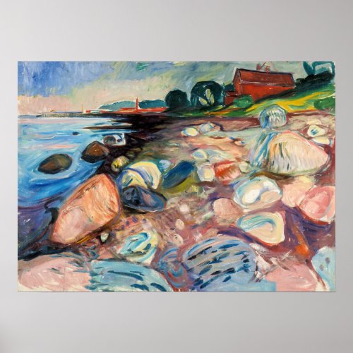 Edvard Munch _ Shore with Red House Poster
