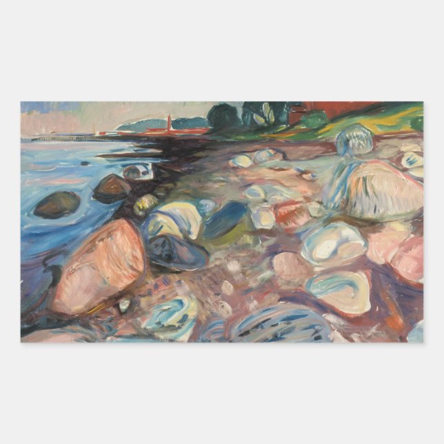 Edvard Munch - Shore with Red House Rectangular Sticker (Front)