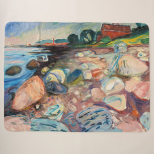 Edvard Munch - Shore with Red House Sherpa Blanket