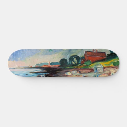 Edvard Munch _ Shore with Red House Skateboard