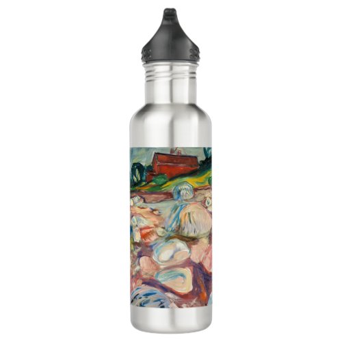 Edvard Munch _ Shore with Red House Stainless Steel Water Bottle