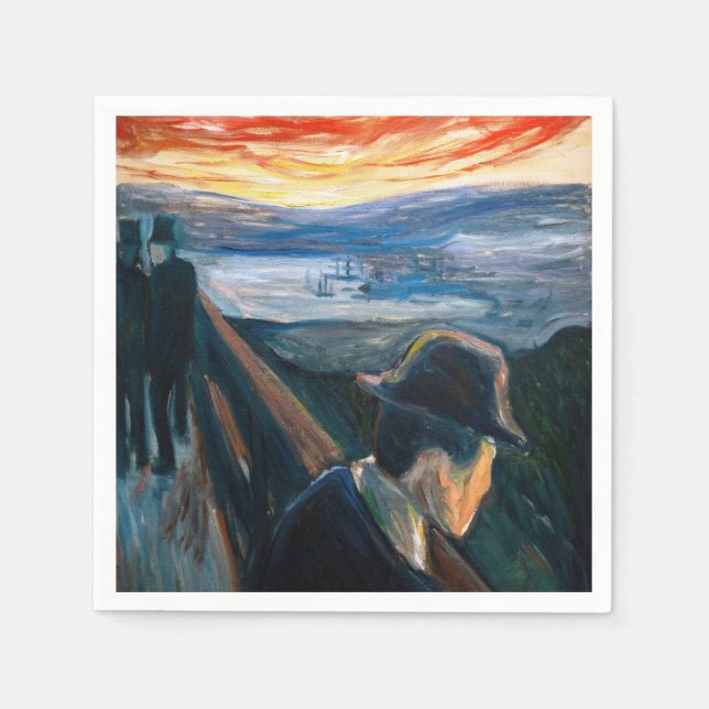Edvard Munch - Sick Mood at Sunset, Despair 1892 Napkins (Front)