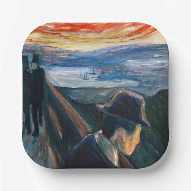Edvard Munch - Sick Mood at Sunset, Despair 1892 Paper Plates (Front)