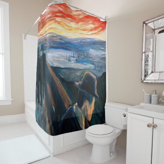 Edvard Munch - Sick Mood at Sunset, Despair 1892 Shower Curtain (In Situ)