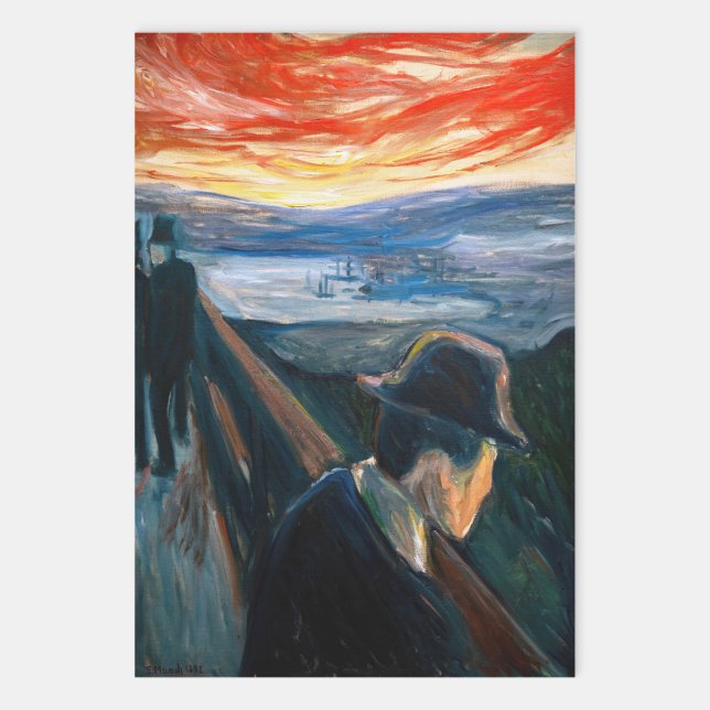 Edvard Munch - Sick Mood at Sunset, Despair 1892 Wrapping Paper Sheets (Creator Uploaded)