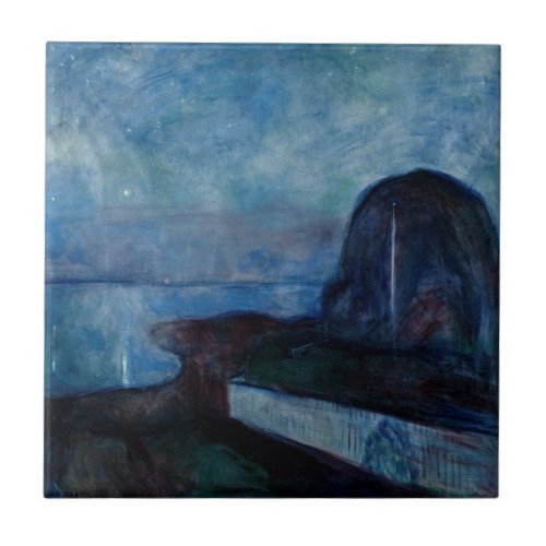 Edvard Munch _ Starry Night 1893 Ceramic Tile