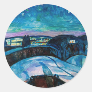 Edvard Munch - Starry Night 1922 Classic Round Sticker