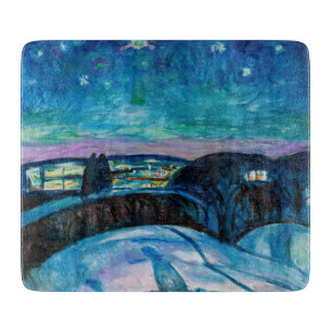 Edvard Munch - Starry Night 1922 Cutting Board