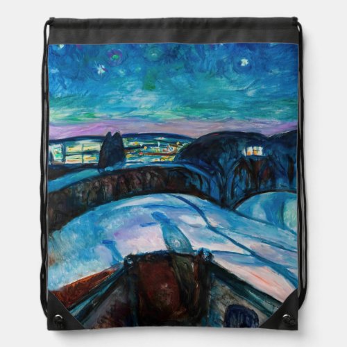 Edvard Munch _ Starry Night 1922 Drawstring Bag