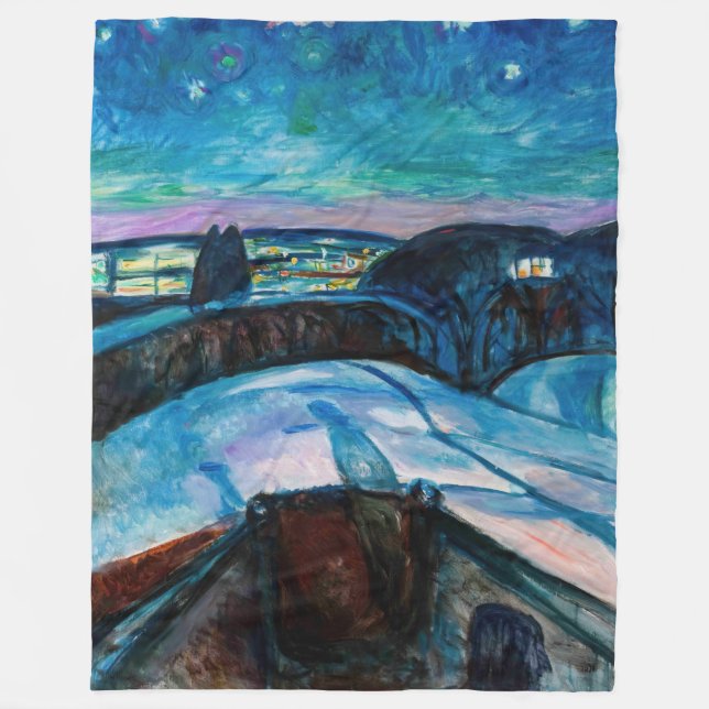 Edvard Munch - Starry Night 1922 Fleece Blanket (Front)