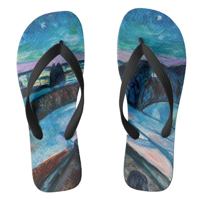 Edvard Munch - Starry Night 1922 Flip Flops (Footbed)