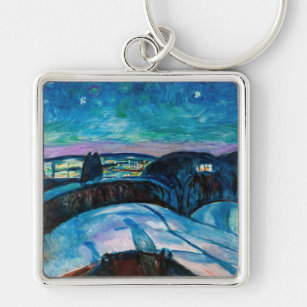 Edvard Munch - Starry Night 1922 Keychain