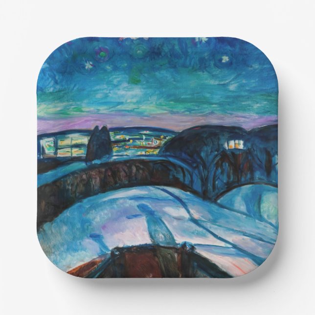 Edvard Munch - Starry Night 1922 Paper Plates (Front)