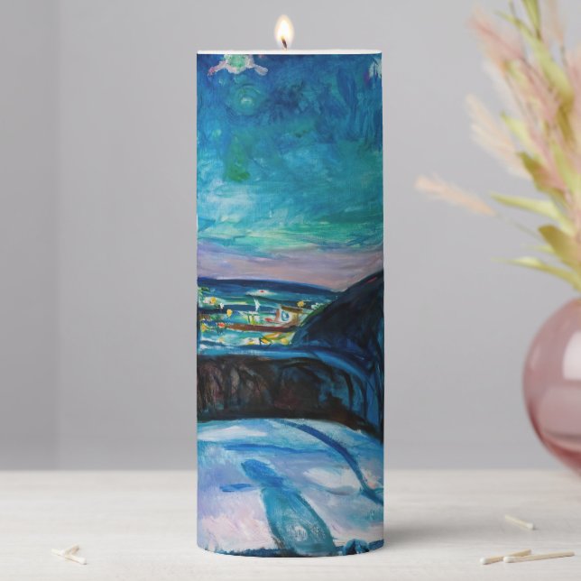Edvard Munch - Starry Night 1922 Pillar Candle (In Situ)