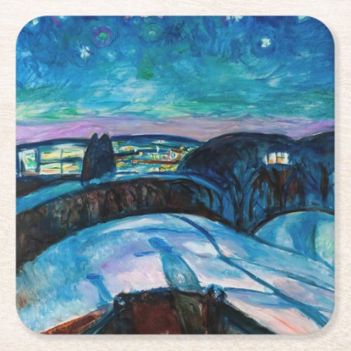 Edvard Munch _ Starry Night 1922 Square Paper Coaster