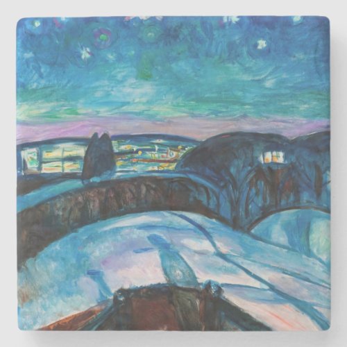 Edvard Munch _ Starry Night 1922 Stone Coaster