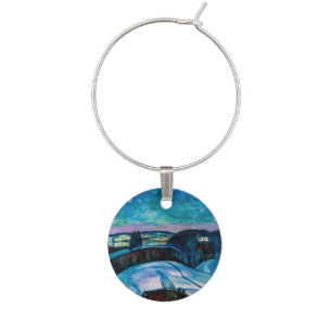 Edvard Munch - Starry Night 1922 Wine Charm