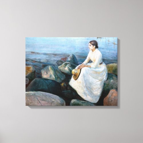 Edvard Munch _ Summer Night Inger on the Beach Canvas Print