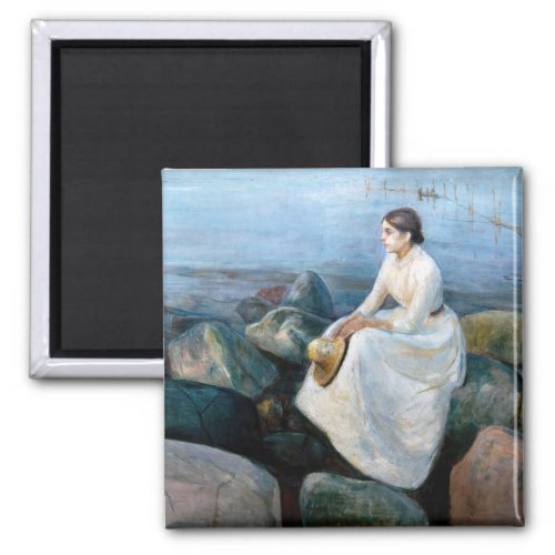 Edvard Munch _ Summer Night Inger on the Beach Magnet