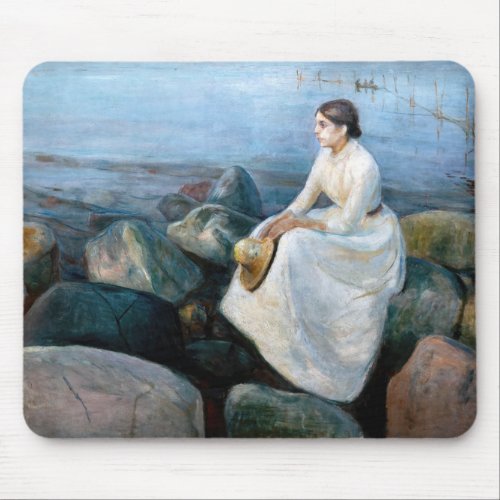 Edvard Munch _ Summer Night Inger on the Beach Mouse Pad