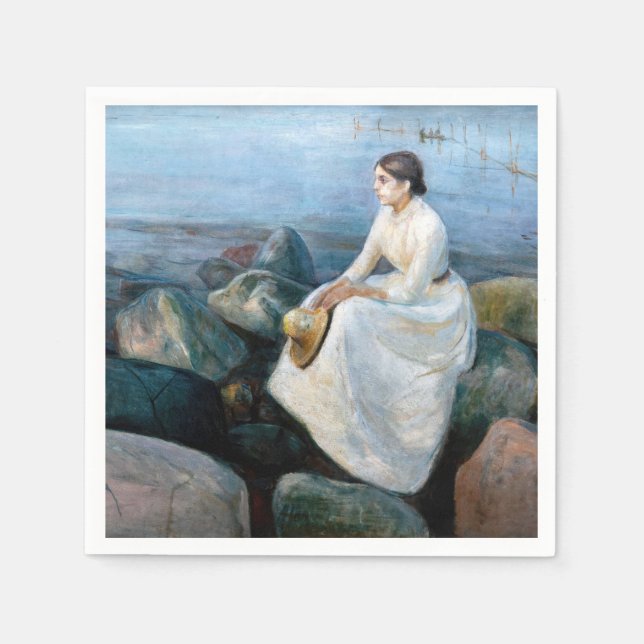 Edvard Munch - Summer Night, Inger on the Beach Napkins (Front)