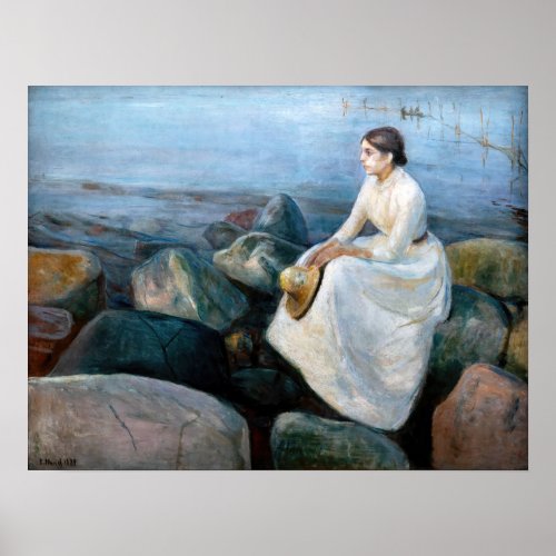 Edvard Munch _ Summer Night Inger on the Beach Poster